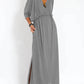 Women's Casual Solid Color V Neck Slit Dress