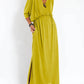 Women's Casual Solid Color V Neck Slit Dress