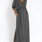 Women's Casual Solid Color V Neck Slit Dress