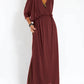 Women's Casual Solid Color V Neck Slit Dress