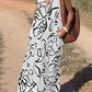 Women's Casual Printing V Neck Mixi Dress