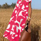 Women's Casual Printing V Neck Mixi Dress