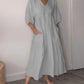 Women's V-neck Solid Color Mid-length Sleeve Dress