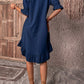 Solid Puff Sleeve Ruffle Hem Smock Dress