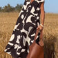 Women's Casual Printing V Neck Mixi Dress