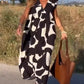 Women's Casual Printing V Neck Mixi Dress