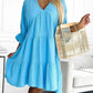 V-neck Solid Color Patchwork Loose Dress