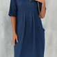 Cotton and Linen Pleated Pocket Casual Dress