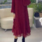 Women's Casual Round Neck Solid Color Chiffon Dress