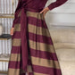 Women's Lapel Long Sleeve Striped Stitching Temperament Dress