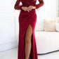 Women's V-neck Sexy Slit Slim Fit Sequined Feather Stitching Maxi Dress