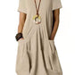 Cotton and Linen Solid Color Loose Short-sleeved Dress