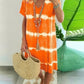 ?Tie-dye Striped Short-sleeved Loose T-shirt Dress