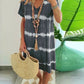 ?Tie-dye Striped Short-sleeved Loose T-shirt Dress