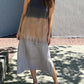 Casual cotton and linen slit gradient tie-dye long dress