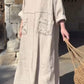 Round Neck Cotton and Linen Long Sleeve Casual Dress