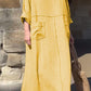 Round Neck Cotton and Linen Long Sleeve Casual Dress