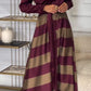 Women's Lapel Long Sleeve Striped Stitching Temperament Dress