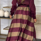 Women's Lapel Long Sleeve Striped Stitching Temperament Dress