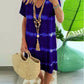 ?Tie-dye Striped Short-sleeved Loose T-shirt Dress