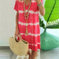 ?Tie-dye Striped Short-sleeved Loose T-shirt Dress