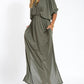 Women's Casual Solid Color V Neck Slit Dress