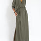 Women's Casual Solid Color V Neck Slit Dress