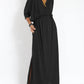 Women's Casual Solid Color V Neck Slit Dress